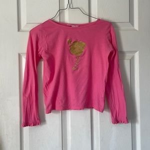 Lilly Pulitzer pink flamingo tunic crew neck mini Cassie  long sleeve hottie L